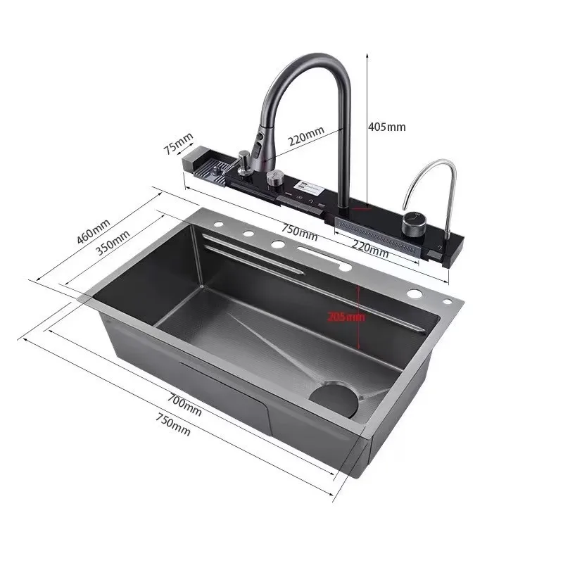 HONGDEC SS304 biggest size kitchen faucet Sink smart sink