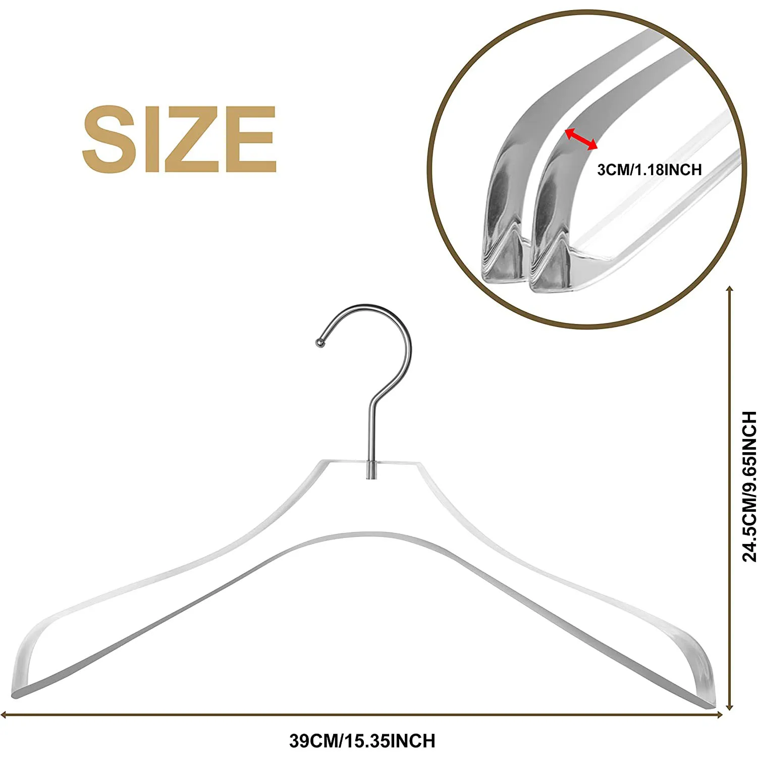 Clear Acrylic Clothing Curved Stylish Coat Adult Hangers for Dress Suit