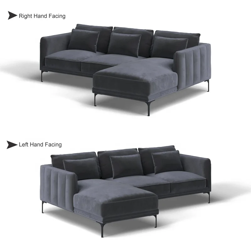 Upholstery Modern Velvet Living Room Couch with Chaise 2-Piece Set L-Shape Corner Sofa Green Home Furniture Living Room Sofas