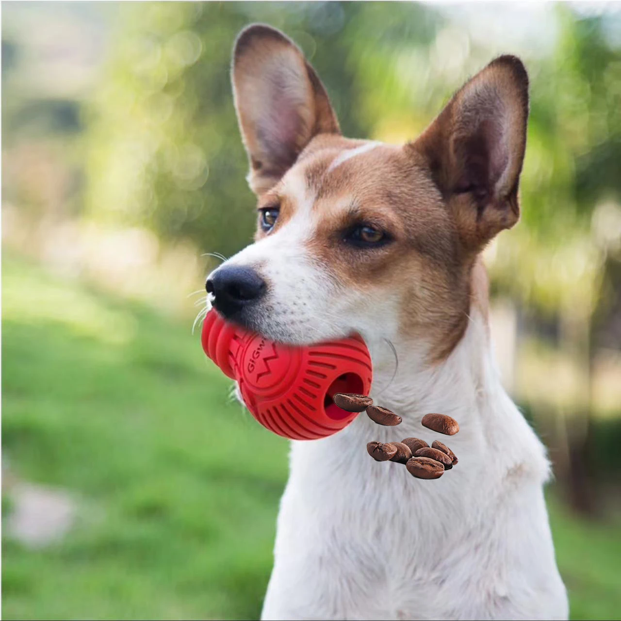 GiGwi Bulb Rubber Durable Chewable Dog Puzzle Ball Toy IQ Training  Pet Chew Food Treat Dispensing Dog Ball Toy