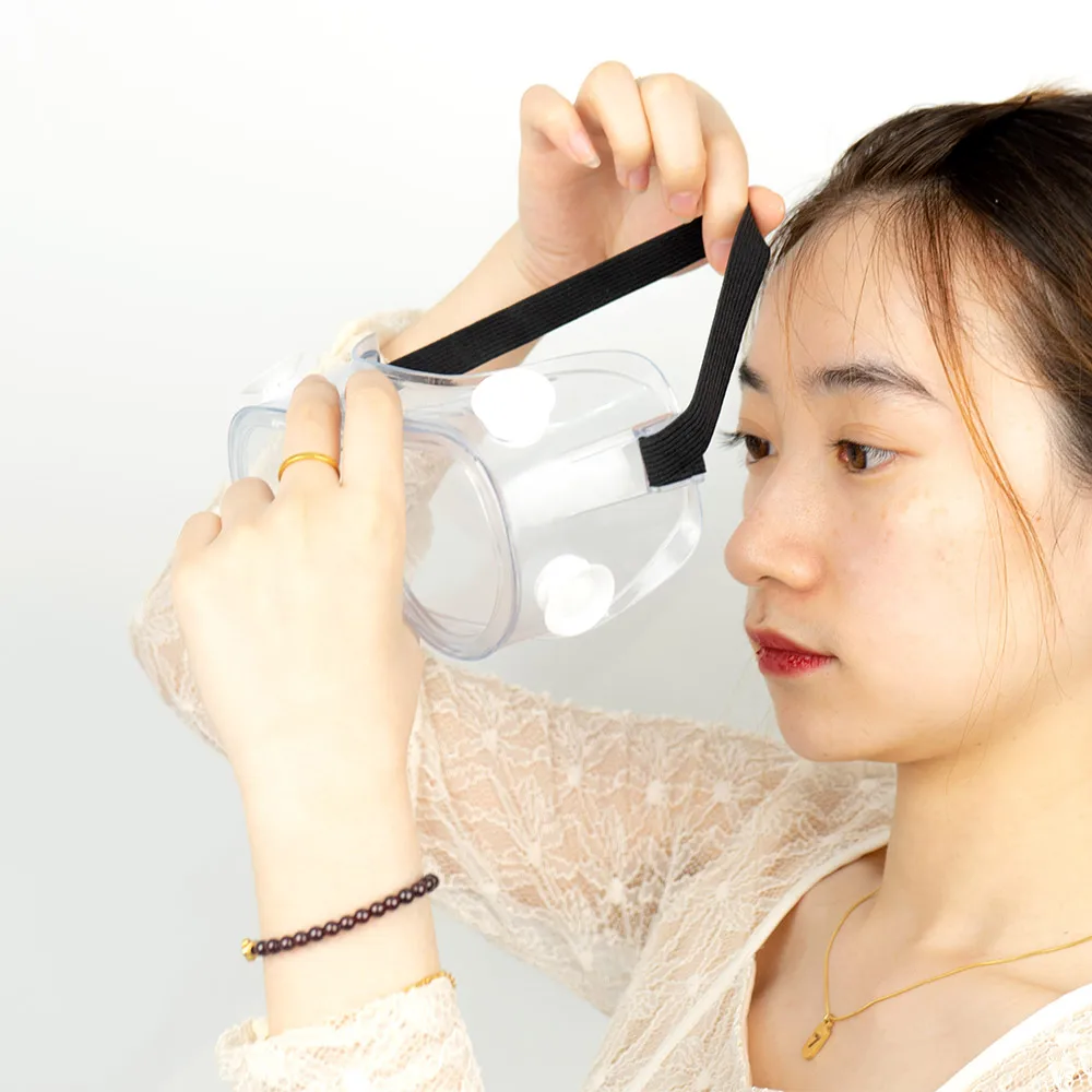 Anti shock scratch clear lenses PC safety goggles with air ventilation