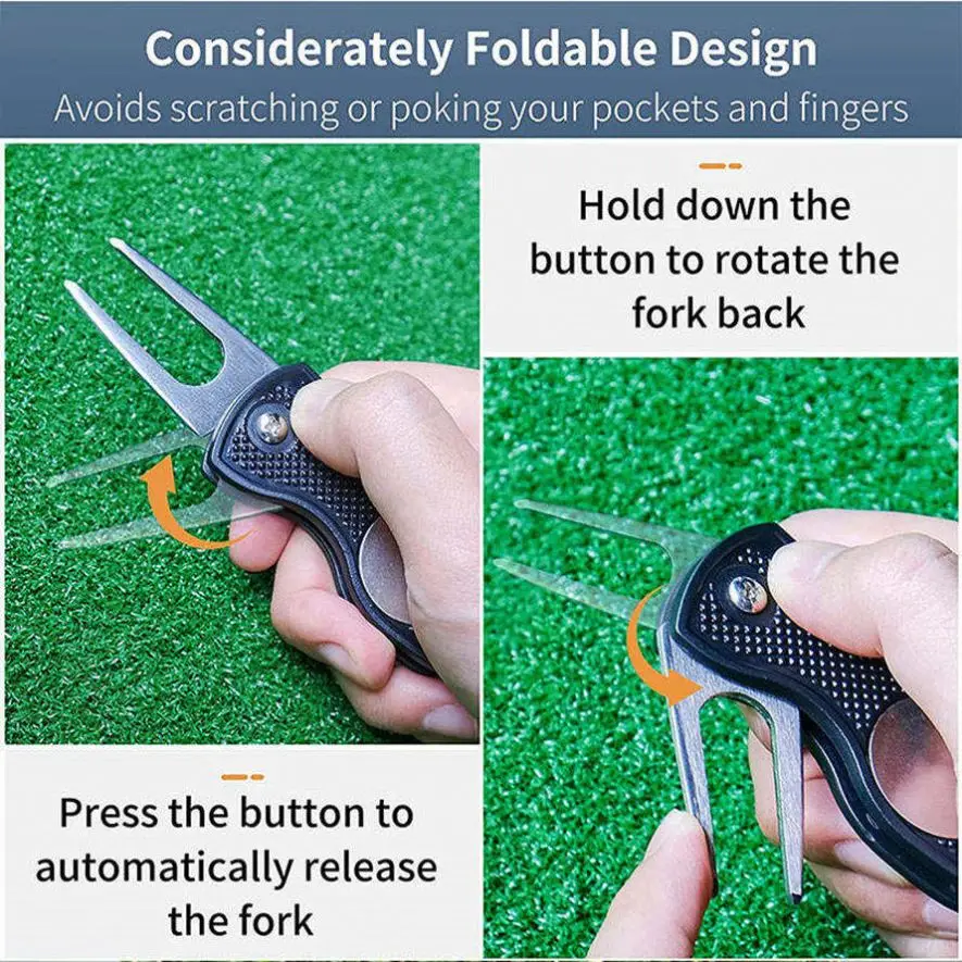 Wholesale Custom Logo Metal Magnet Zinc Alloy Golf Divot Repair Tool Switchblade Personalized Golf Ball Marker Blank Divot Tool