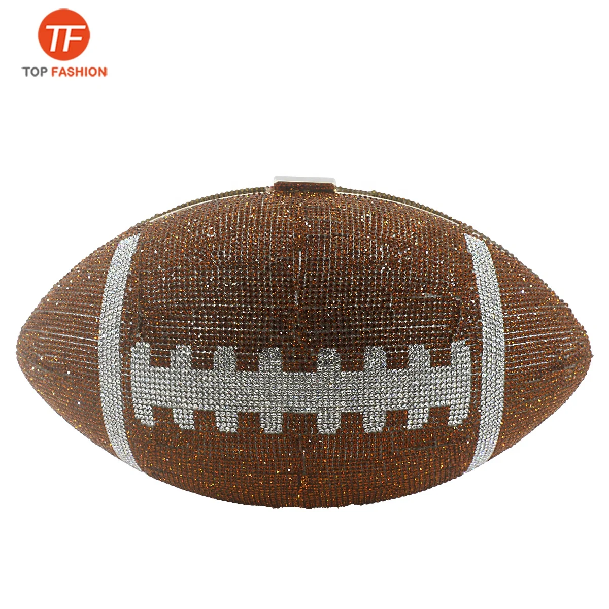 
Crystal Clutch Soccer Shaped Diamond Handbag Shoulder Bag Rhinestone American Football Clutch Purse 