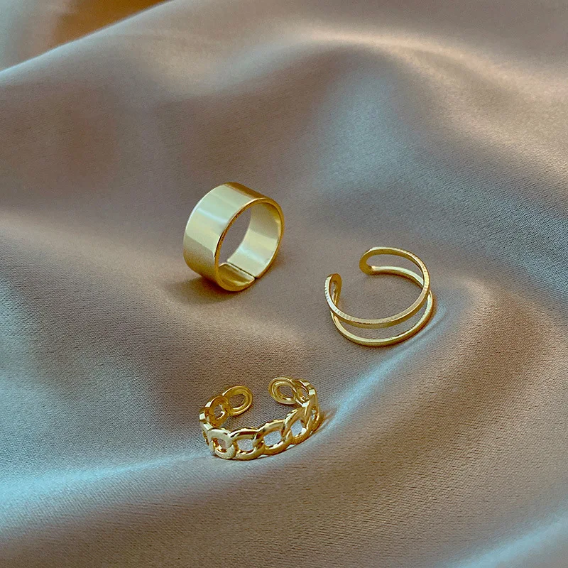 Freely Anti Stress Anxiety Ring Open Adjustable Finger Rings Women Rock Jewelry Hollow Chain Ring