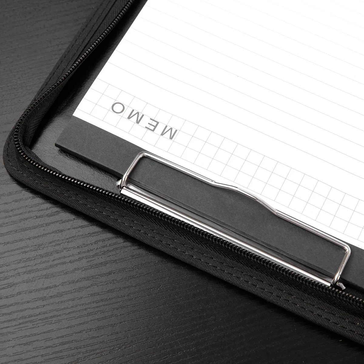 Metal Clipboard Phone Pouch File Folder PU Leather Portfolio Professional Interview Pad folio with Calculator and Memo