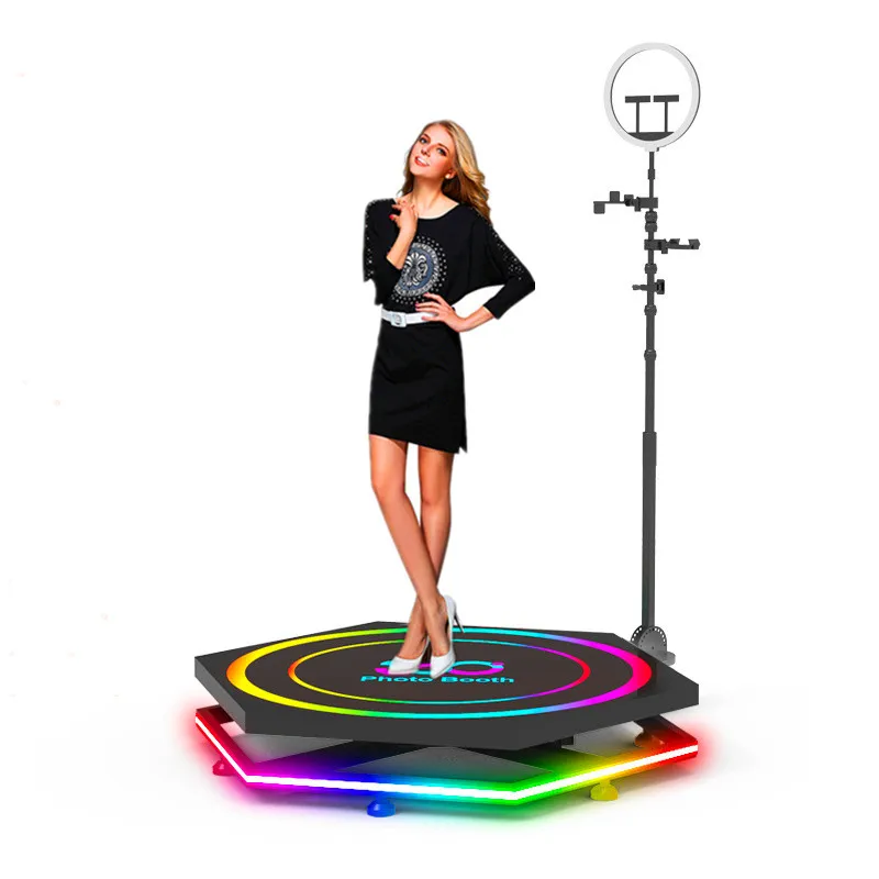 Hexagonal  hot sale 360 rotating stage Photo Booth Camera Photobooth 360 Video Booth 360 Spinner for Party Wedding