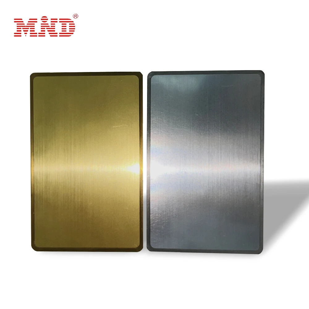Laser Engraving 24k Gold Plated Nfc Card 13.56mhz Ntag213/ 215/216 Metal Card Nfc Metal Business Card Blank With Nfc