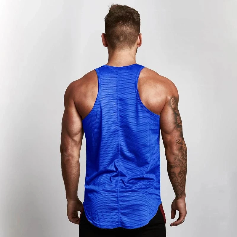 Sidiou Group Bodybuilding Tank Tops Men Mesh Sport Tank Top Fitness Sleeveless Tops Tee Slim Fit Muscle Vest