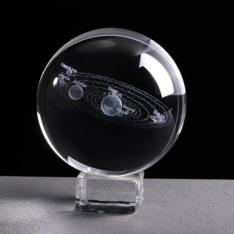 Дешевая декоративная награда хороший дизайн горячая Распродажа 3D лазерная гравировка солнечная система Галактический хрустальный шар с