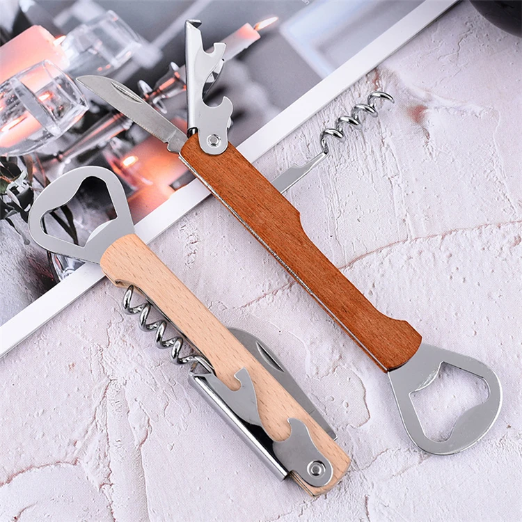 WELLFLYER BO-379 Fashion Hot Sale High Quality Wooden Handle Wine Bottle Opener Beer Wood Bottle Opener for Wedding and Party