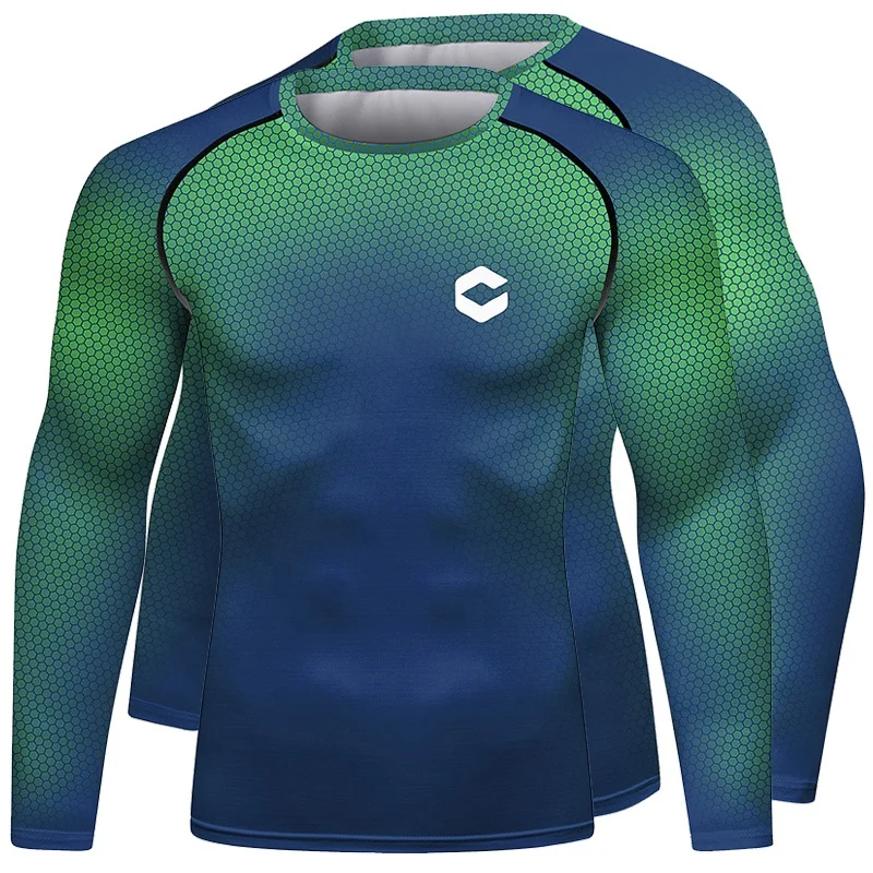 Wholesale Sublimation Printing Long Sleeve Mens Mma Rashguard Custom Bjj Rash Guard Swimming Compression T Shirts