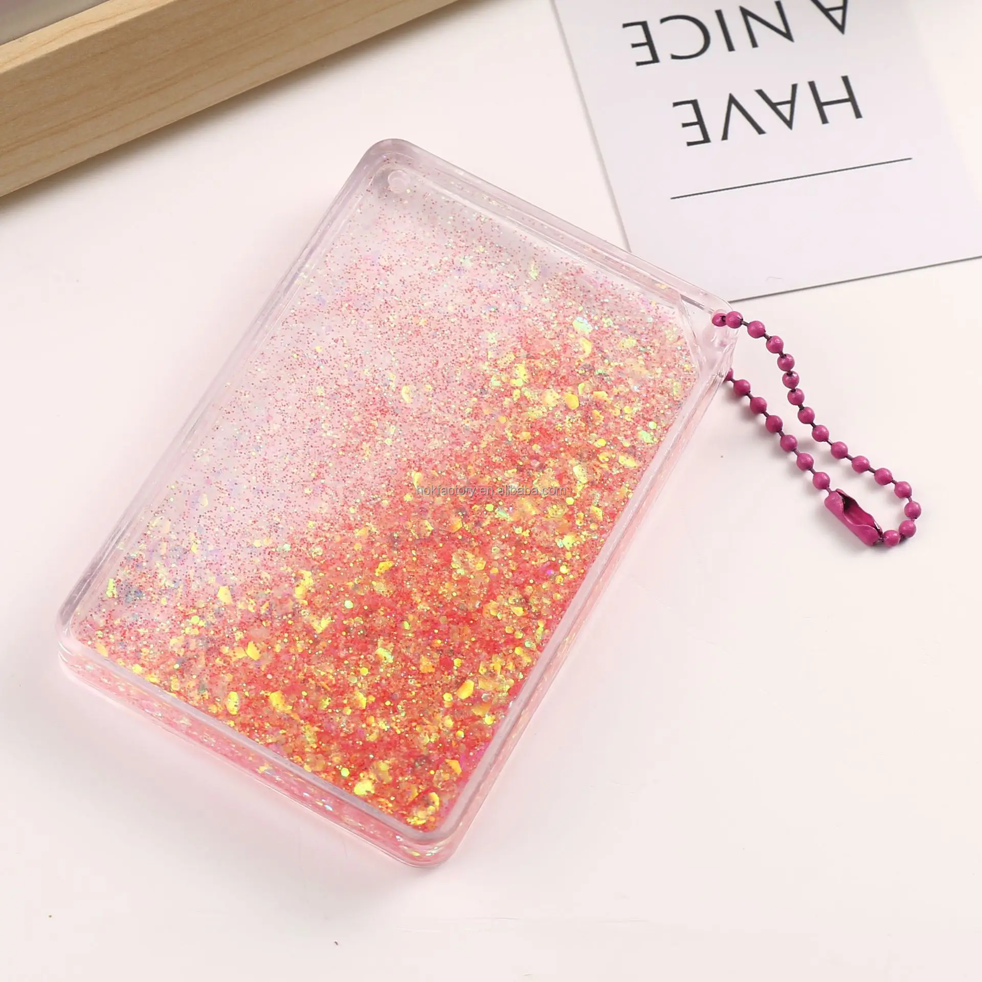 Acrylic Quicksand Gu card Mahjong Gu Pan card brick set transparent ice cube card brick pendant