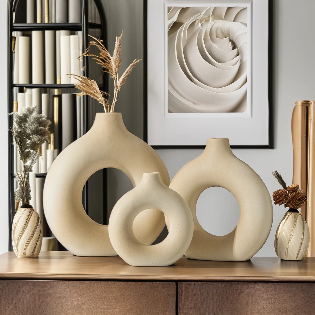 Antique Modern Durable Ceramic Vase with Luxury Art Deco Vintage Nordic Design Wedding Home Tabletop Decoration Handmade Clay