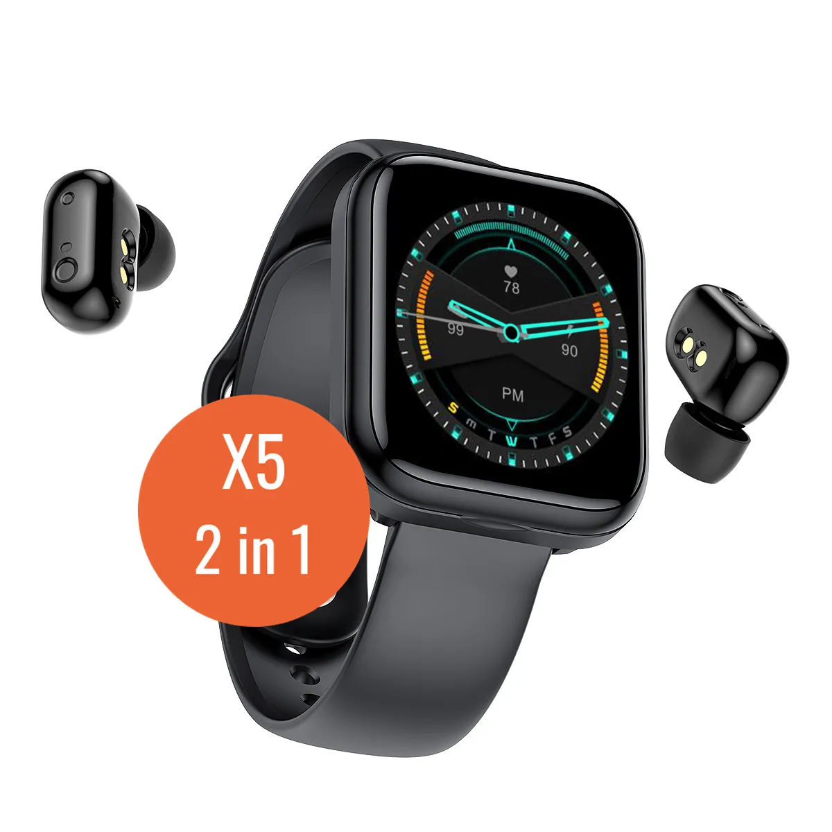 2 in 1 smart watch X5 tws smart watch X5 smart watch with earbuds