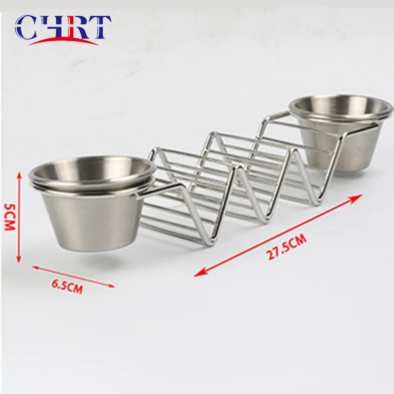 CHRT Wholesale stylish metal truck food rack plate tray shell set customize stainless steel stand taco holder