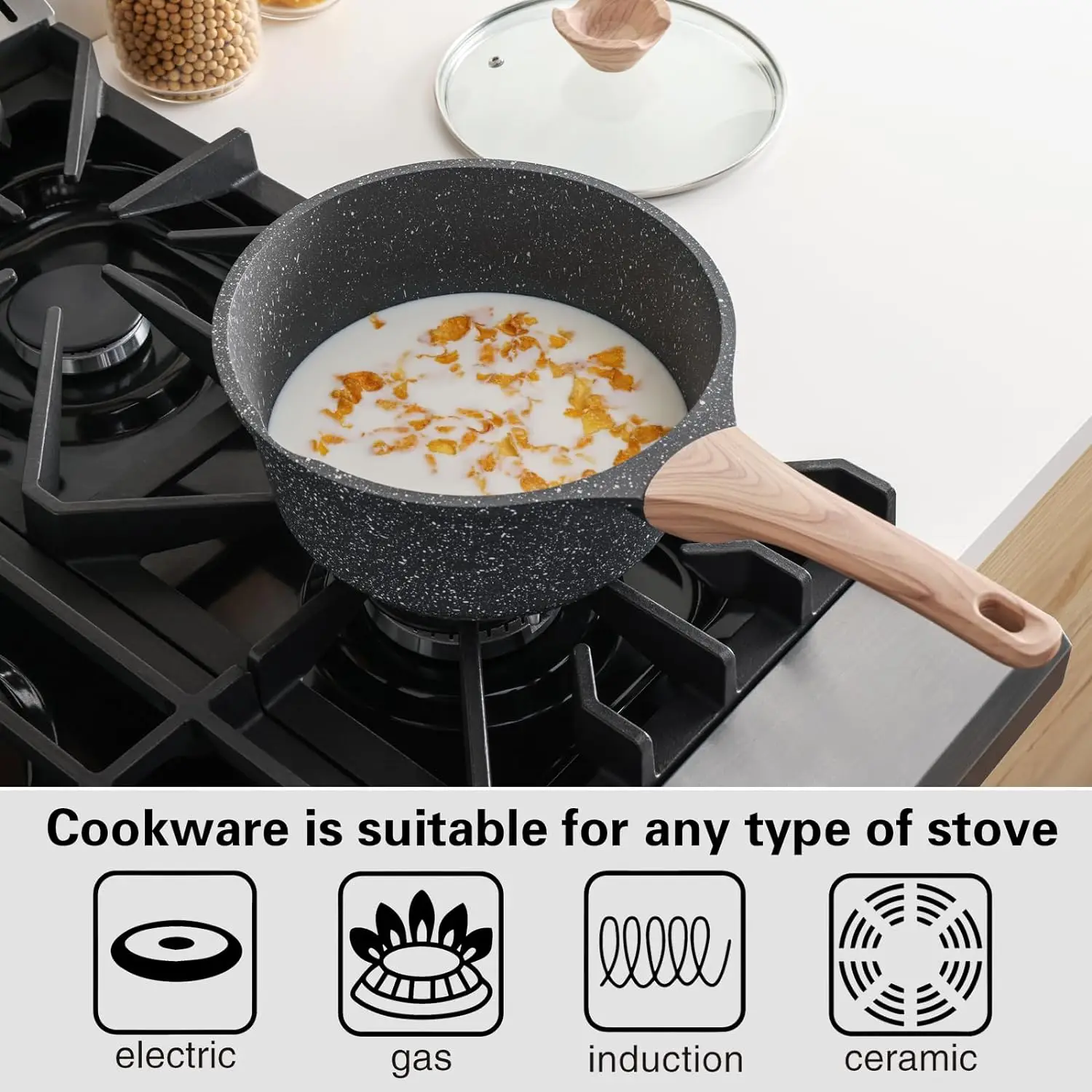 Butter Melting Pot Butter Warmer Aluminium Alloy Die Casting Saucepan with Pour Spouts Non Stick Cookware Set Milk Pot