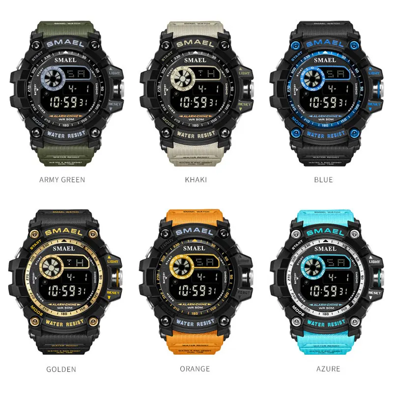 
smael 8010 Men Electronic Watch Alarm Clock Stopwatch Night Light Multi-functional Outdoor Sports Watch 