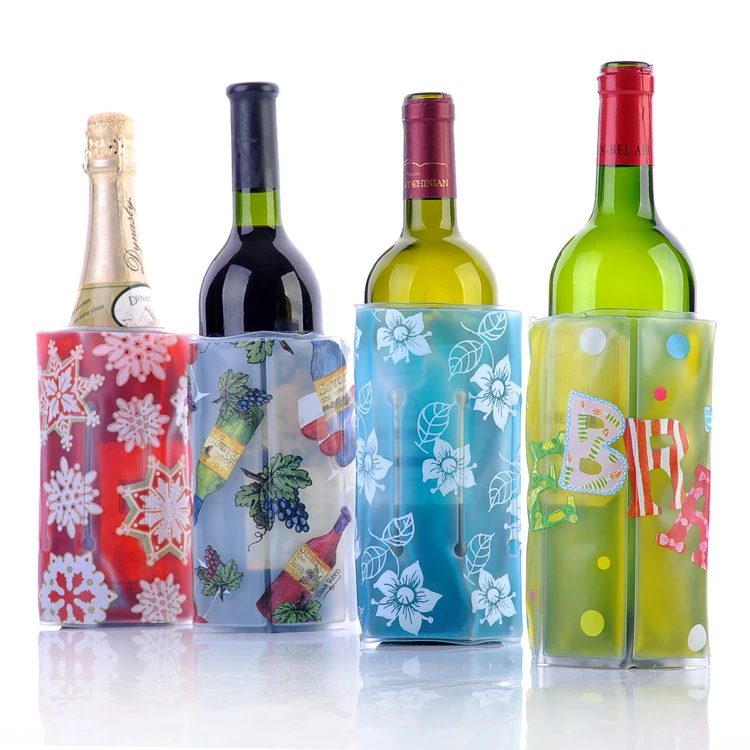 Summer wine cooler freezer cooling long  time reusable mini wine fridge bottle gel PVC material