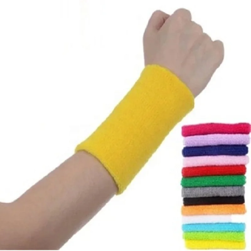 Custom Colorful Breathable Cotton Unisex Running Badminton Sport Sweat Bands Wrist Band