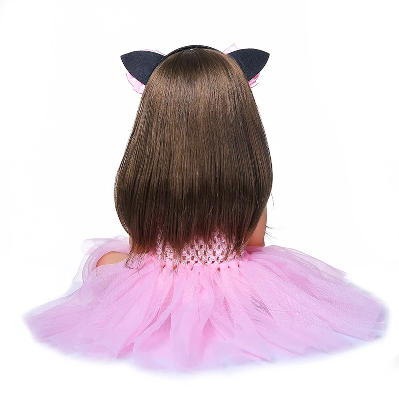 55Cm NPK Toddler Dolls Pink Princess Baby Toy Soft Full Silicone Body Reborn Doll
