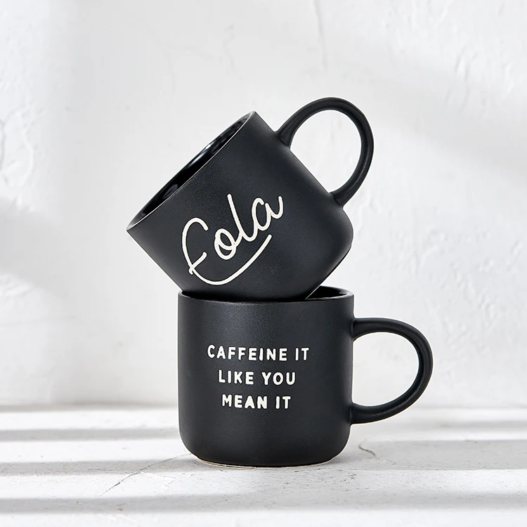 Wholesale gift set christmas matte black nordic 300ml tea cup custom coffee ceramic mugs with logo