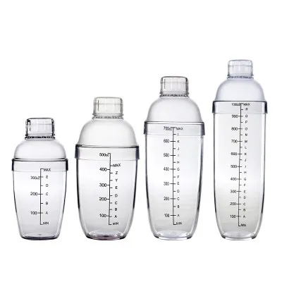 Plastic mixer bottle shaker cup drinkig mixer hand  cocktail shaker Bar Tools Convenient Cocktail Shaker Set with scale