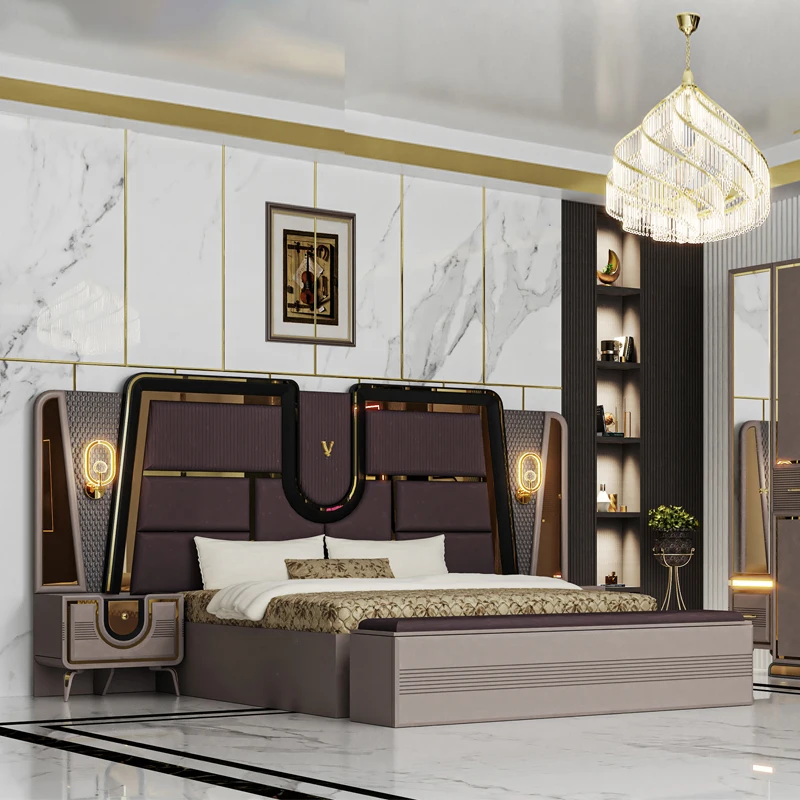 Ensembles De Meubles De Chambre A Coucher Complet Modern Luxury Queen Bed Room Wooden Full King Size Bedroom Furniture Set