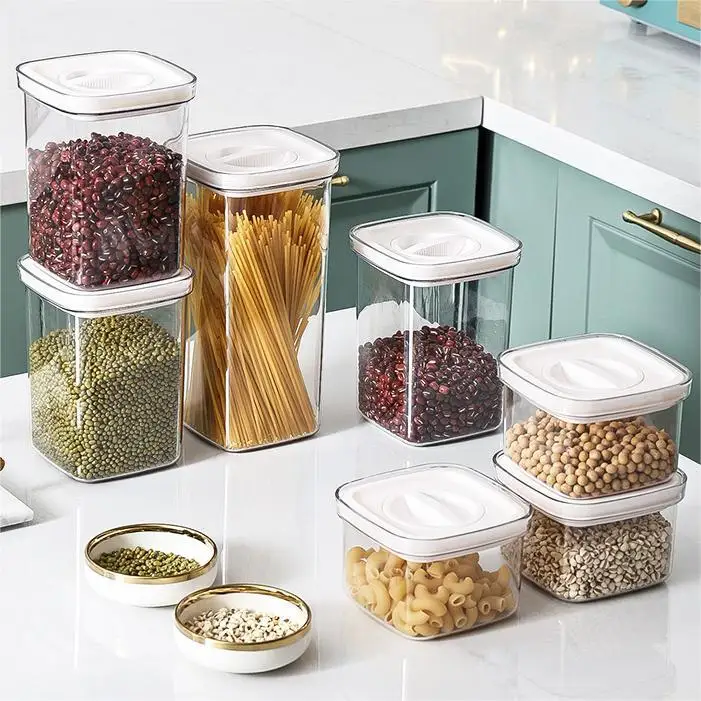 Choice Fun Food grade large moisture-proof sealed tank kitchen transparent square grain storage tank  Clean Food Storage