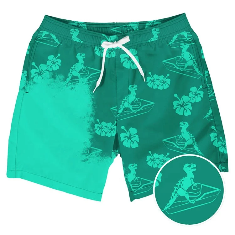 2023 Men's Clothes Custom Logo Change Water Reactive Swim Shorts Quick Dry Swimwear Trunks Beach Color Changing Swim Shorts