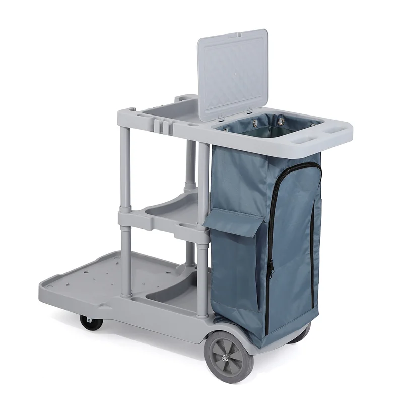 High Quality Plastic Hospital Airport Cleaning Equipment Trolley Cart Cleaning Trolley for Hotels