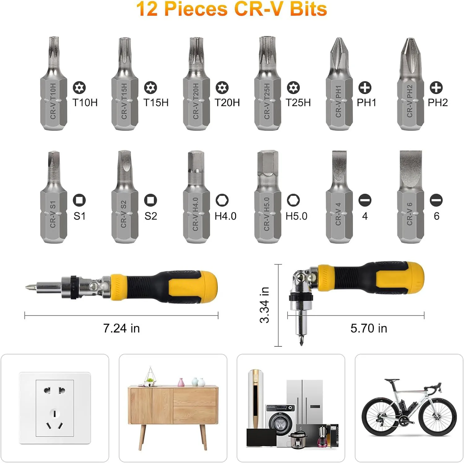 Ratcheting Screwdriver Multi Bit Screw Driver 13-in-1 Tool