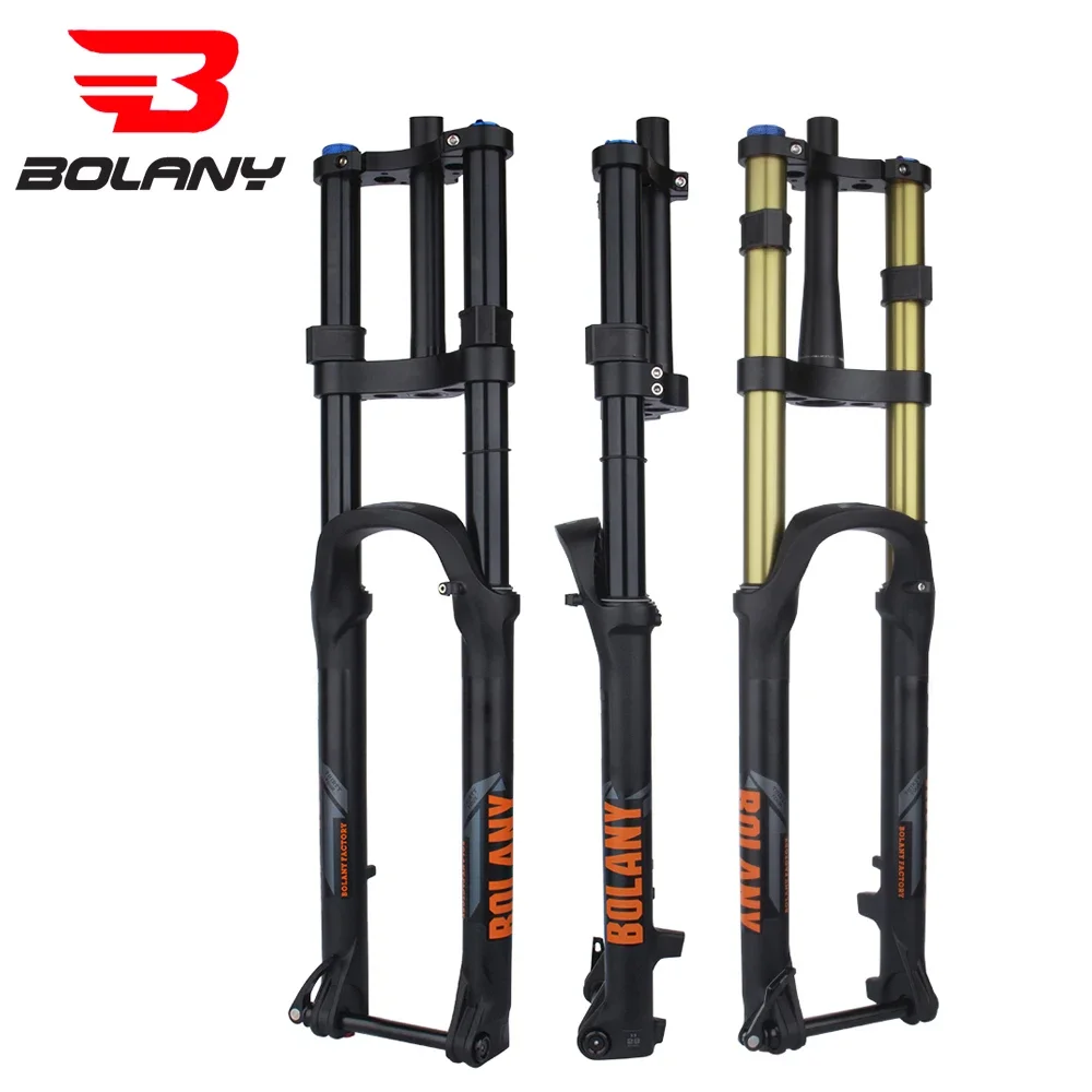 BOLANY Doubshoulder Inverted Bike Fork 27.5/29inch Thru Axle 175mm Travel Stright/Tapered Rebound Adjustment MTB