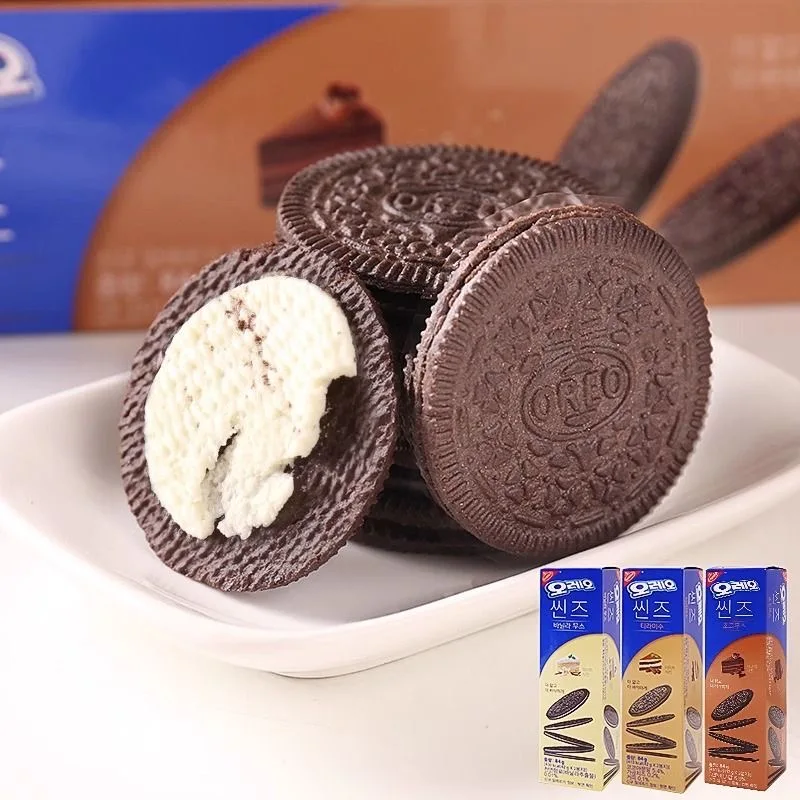Wholesale Korean Oreos 100g Sandwich Cookies Chocolate Biscuit Oreos Cookies 100g Exotic Snack Tiramisu Cinnamon Flavor Cookies