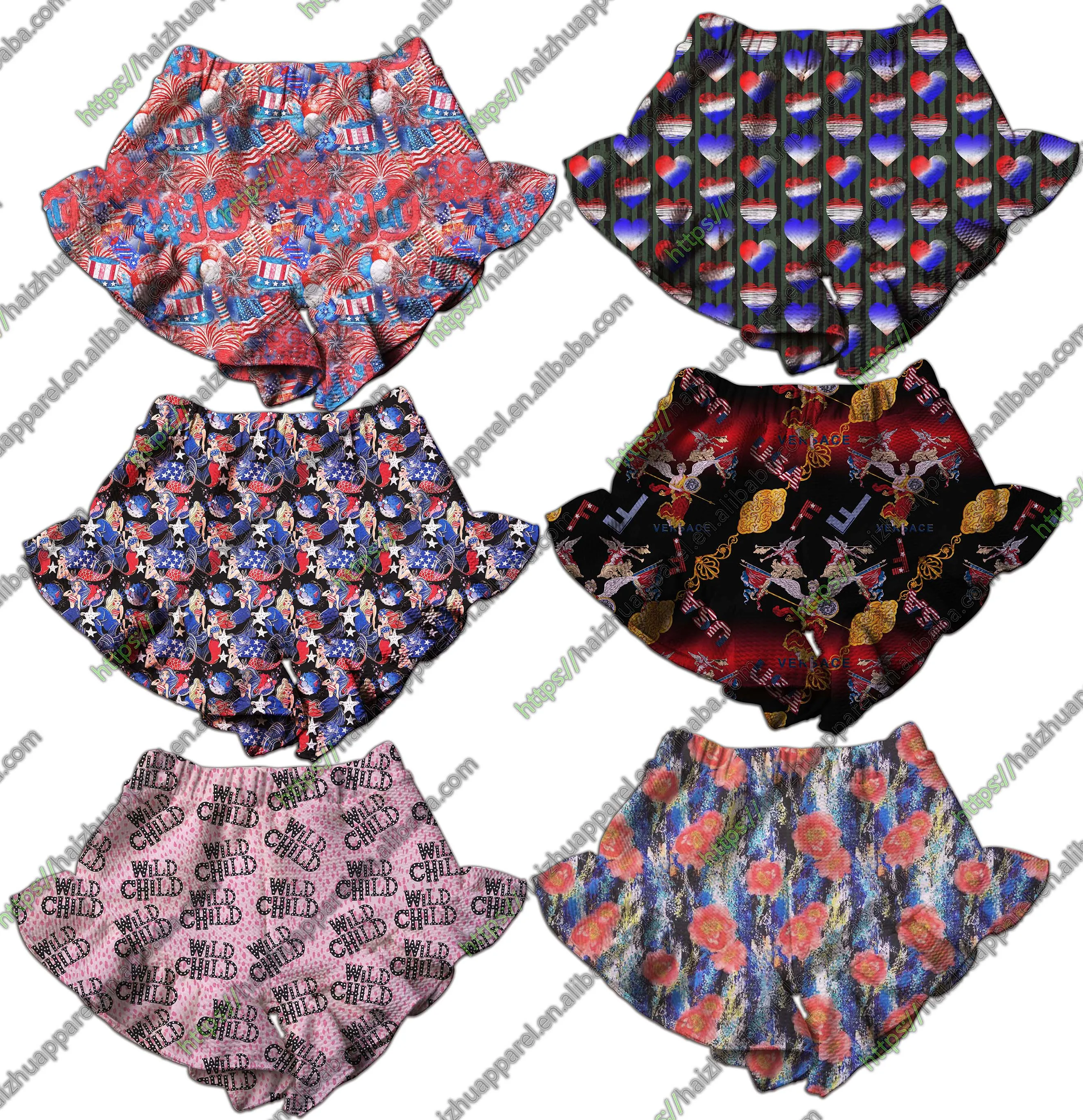 Ab-4 Prints Toddler Bloomes Baby Boy Shorts Girl Fashion Kids Ruffle Shorts Baby Bloomies