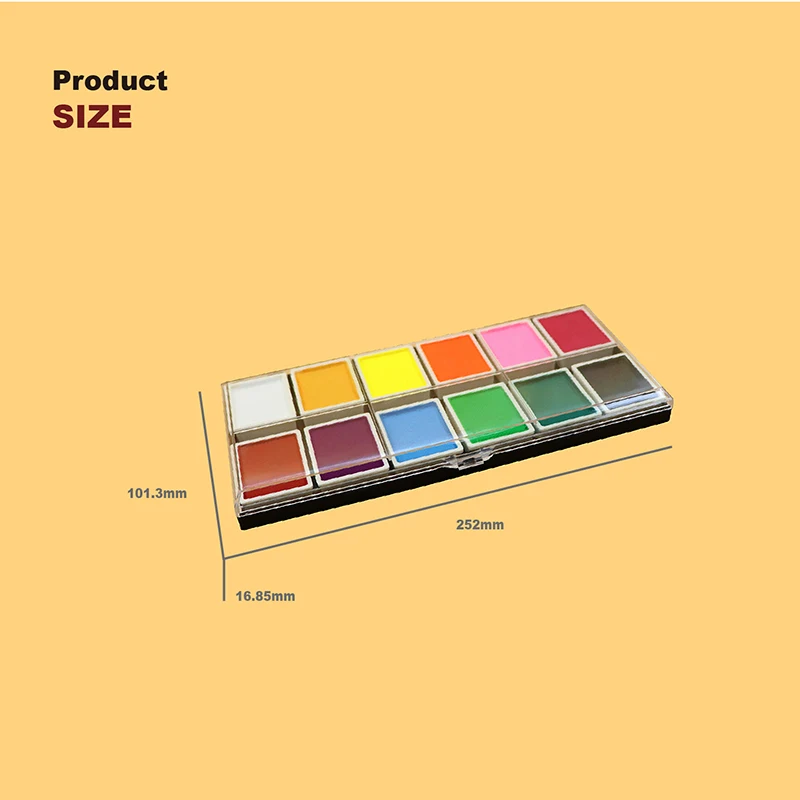 Professional Water activated 12 uv neon color private logo fluorescent face body paint palette body painting supplies