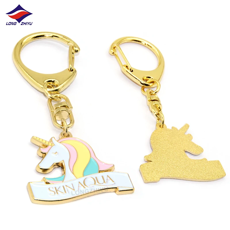 Longzhiyu 14 Years Manufacturer Carabiner Keychain with Custom Logo Rainbow Horse Keyring Unicorn Metal Key Chain Wholesale