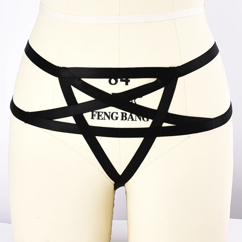 Popular Women G-string Pentagram Panties Sexy Underwear Open Crotch Embroidery Female Thong T