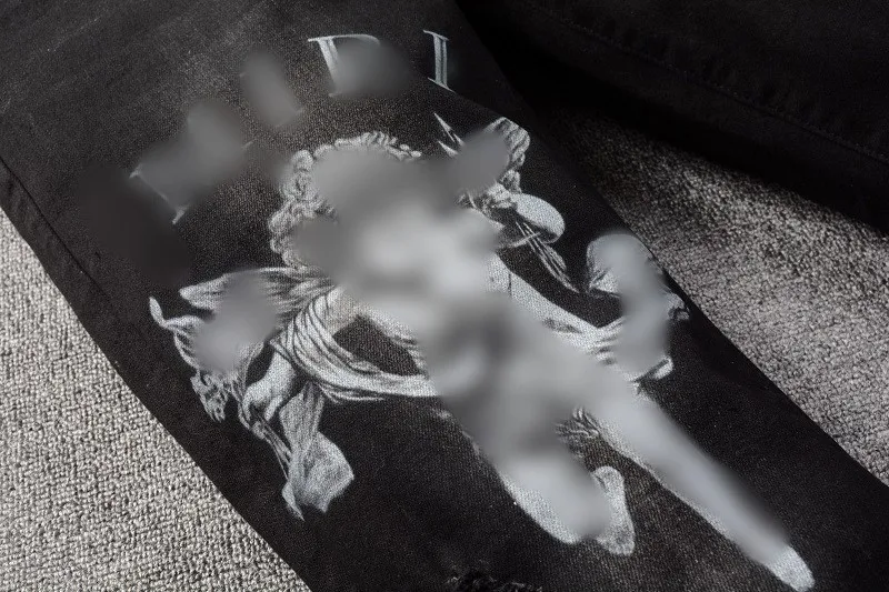 Designer famous brand Luxury clothing wholesale high waist cotton print denim jeans man