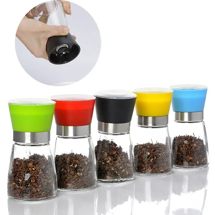 Kitchen Supplies Manual Glass Pepper Spice Grinder with ceramic grinding core