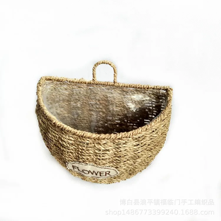 Handmade Woven Room Decorative Flower Plants Woven Hanging Baskets Decor Wall Basket Seagrass