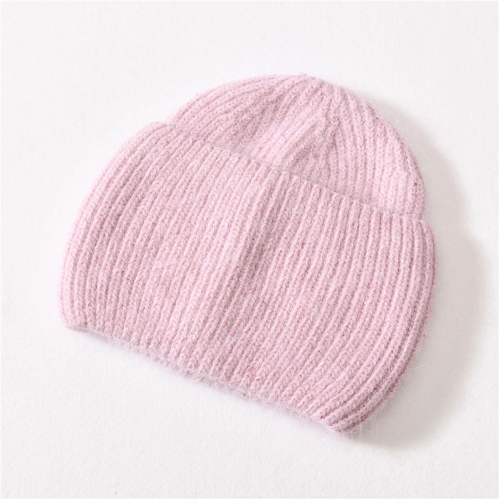 Hot Selling Skull Cap High Quality Plush Long Wool Knitted Hat Winter Thick Warm Fluffy Women Wholesale Cashmere Custom Beanie