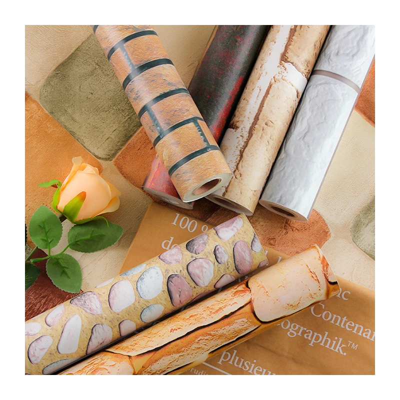 3D Brick Oil-Proof Washable Wallpaper Brick Designs Papers for Home Interior Decoration