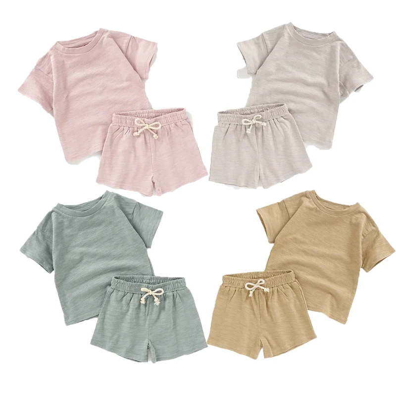 Wholesale 100% Cotton Baby boy Clothing Set Summer Baby toddlers Set Summer outfit Clothes