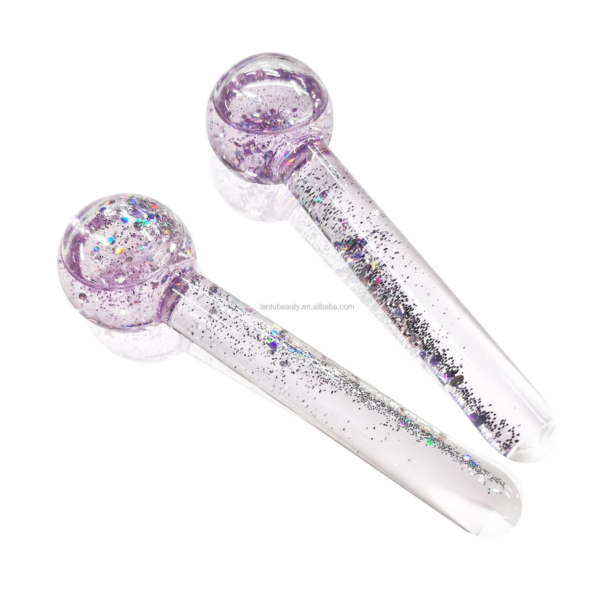 Food grade glass magic cooling rolling reduce swelling cryotherapy facial tool facial ice globe