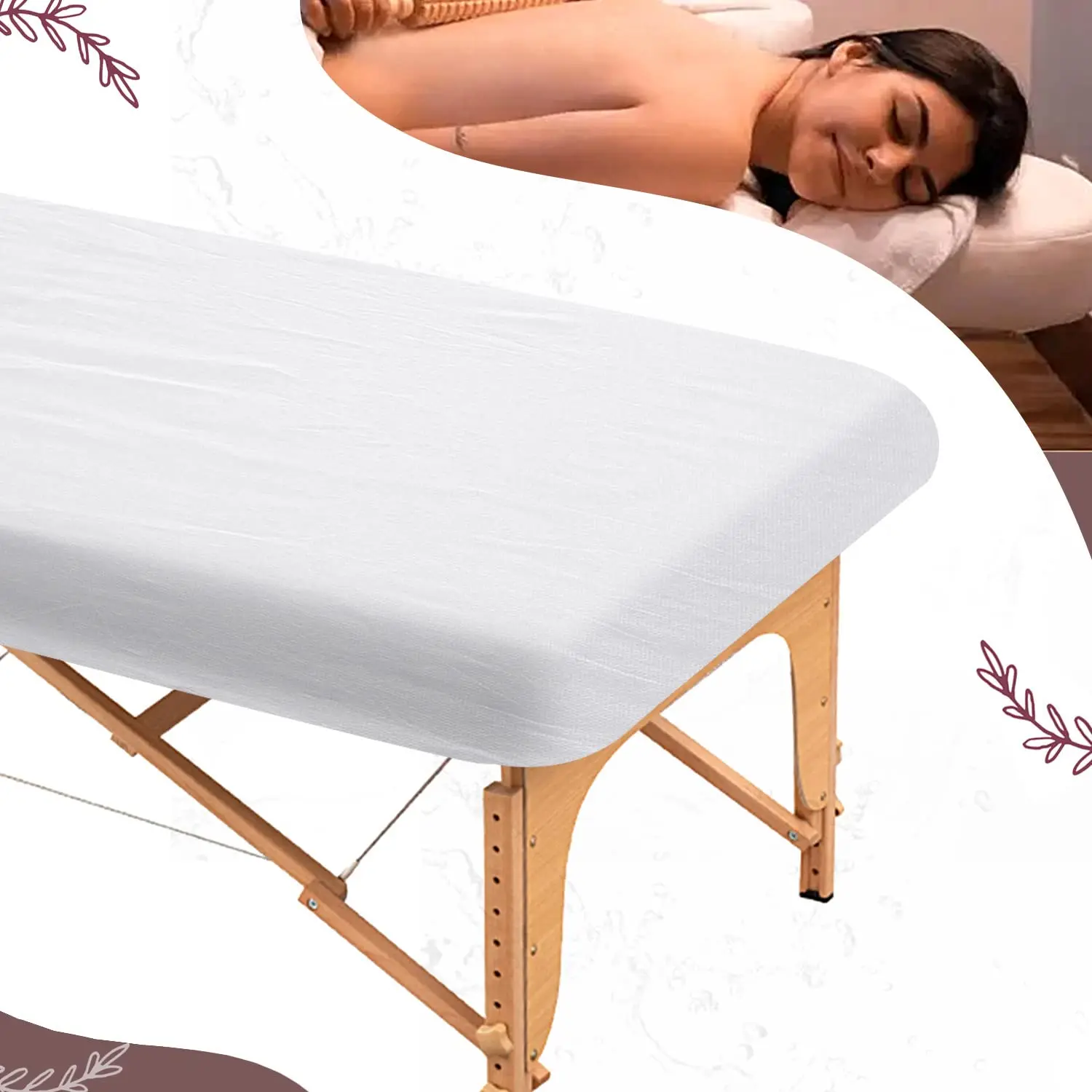 Disposable Fitted Massage Table Sheets Spa Disposable Bed Cover, Breathable Non Woven Fabric Massage Table Protective Cover