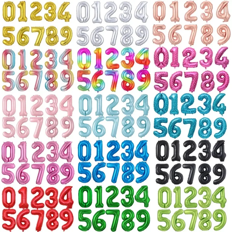 Multicolor 16 32 40 inch Ballon Helium Birthday Globo Party Decoration Large Mylar gold silver Balloon Foil Number Balloons