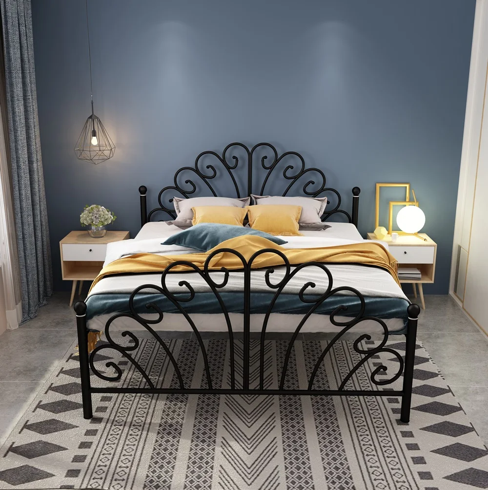 European Ins Simple Household 1.8M Big Iron Double Metal Bed