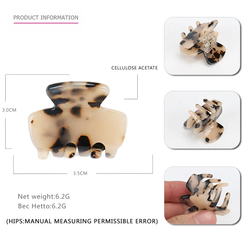 Hot Sale Mini Hair Jaw Claw Clips Simple Small Acetate Rectangle Claw Clips Customizable Multi-color Hair Clips