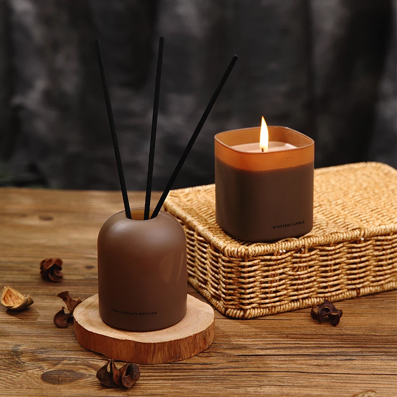 Amber collection color wax 3 colors 10oz Square Matte Square Glass Jars For 280g Scented candle