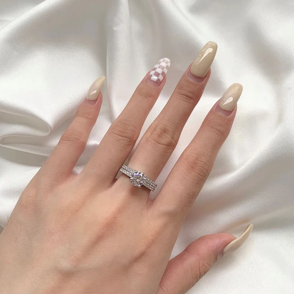 Lab Grown Diamond Rings For Women Double Stackable Fashion Jewelry Bridal Sets Wedding Engagement Ring Lab Created Diamond Rings